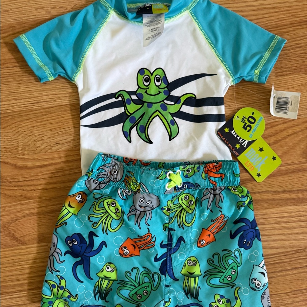 Blue and Green Rashguard with Gecko Graphics